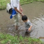 田んぼの中はヌルヌルしてたよ～！