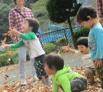 落ち葉の雨に大喜び♪ カサカサする音や手触りも( ・∀・) ｲｲﾈ！