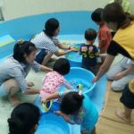 タライ3つであそんだよ