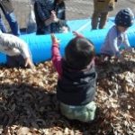 落ち葉を上にポイっ！風に吹かれてヒラヒラ～(*^^*)